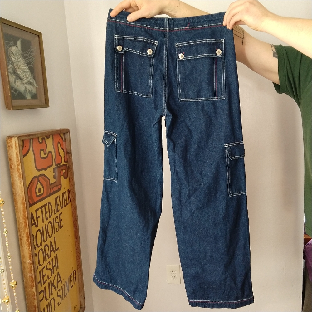 Wide Leg Cargo Drawstring Waist Jeans by Lazer - Picture 6 of 9